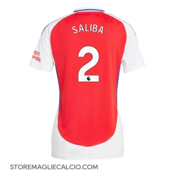 Arsenal William Saliba #2 Maglia Gara Casa Repliche 2024-25 Donna
